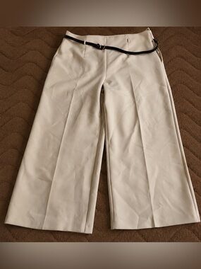 ZARA High rise Belted Wide-Leg Dress Trousers/Cullotes| side zipper| NWOT